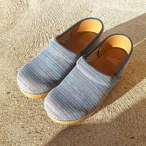 Dansko Blue and Pink Striped Mules